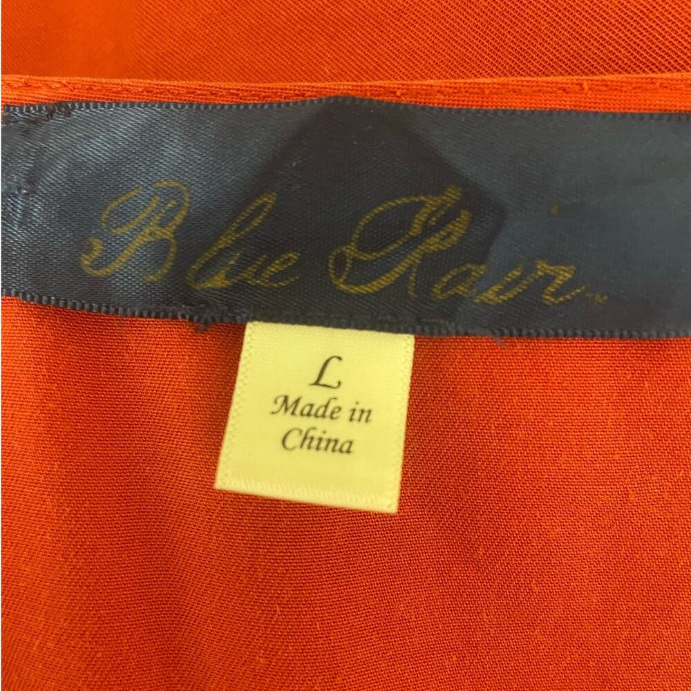 Blue Rain Women‎ Top L Orange Tencel 3/4 Ruched Tie Front and Sleeve Boho Indie - Picture 2 of 10